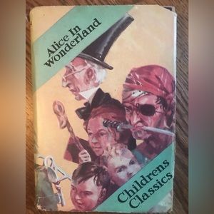 Antique Alice in Wonderland & Through the Looking Glass hardcover book dust jack